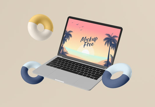 Free Abstract Summer Concept With Laptop Psd