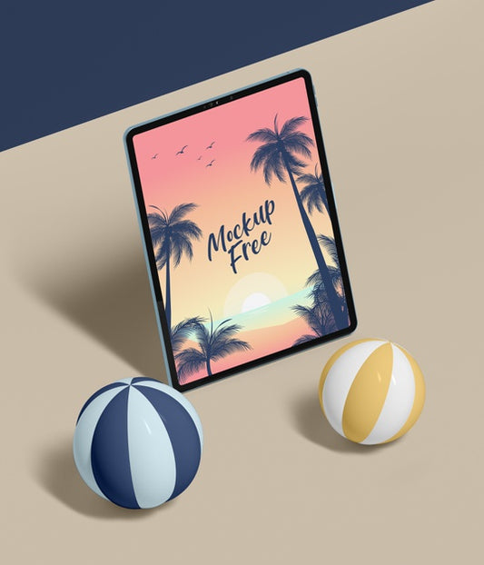 Free Abstract Summer Concept With Tablet Psd