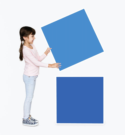 Free Adorable Girl Stacking Empty Square Boards