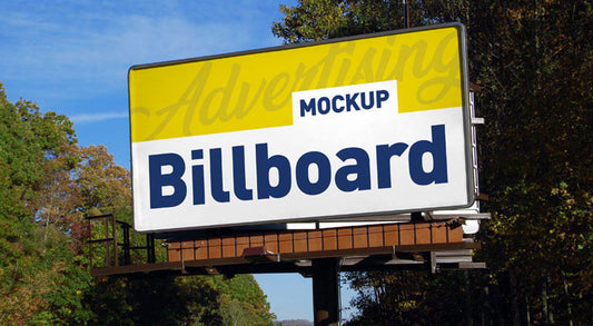 Free Advertising Billboard In Forest Mockup Psd