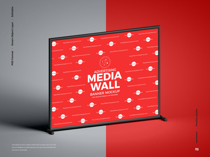 Free Advertising Media Wall Banner Mockup