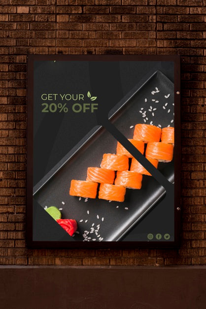 Free Advertising Mock-Up With Sushi Psd