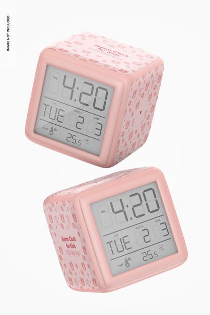 Free Alarm Clocks For Kids Mockup, Falling Psd