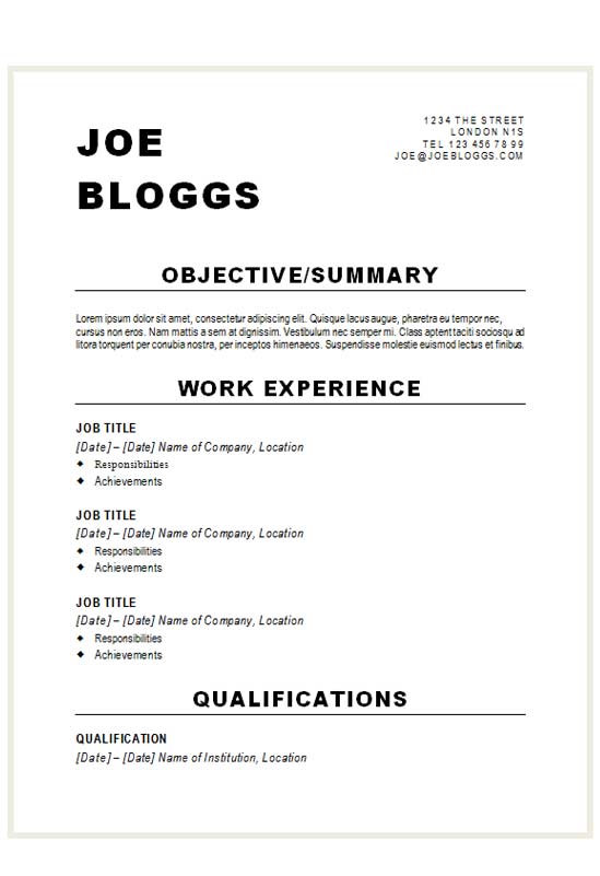 Free Alternative Bold Black CV Resume Template in Microsoft Word (DOCX) Format