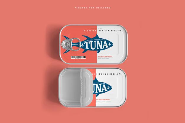 Free Aluminum Fish Can Mockup Psd