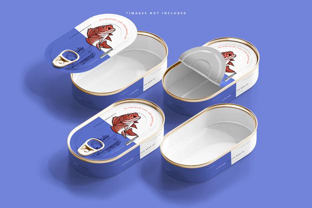 Free Aluminum Fish Can Mockup Psd