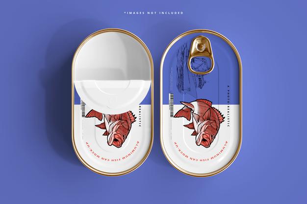 Free Aluminum Fish Can Mockup Psd