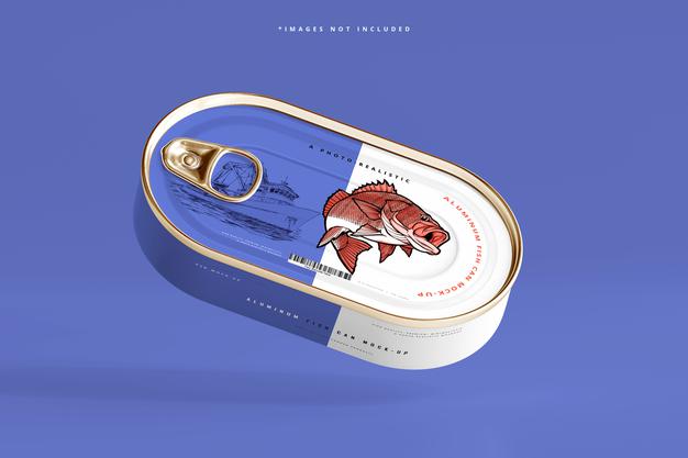 Free Aluminum Fish Can Mockup Psd