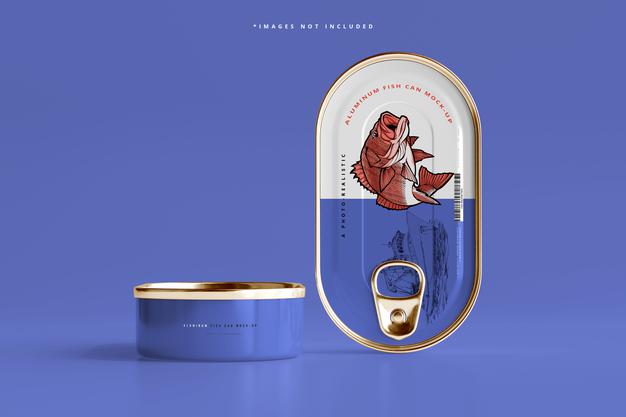 Free Aluminum Fish Can Mockup Psd