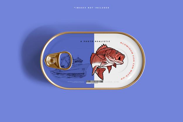 Free Aluminum Fish Can Mockup Psd