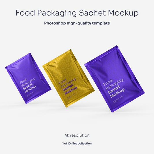 Free Aluminum Food Packaging Sachet Mockup Psd