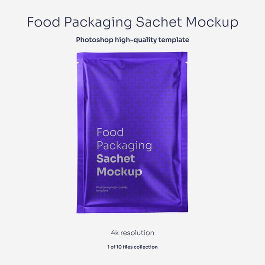 Free Aluminum Food Packaging Sachet Mockup Psd