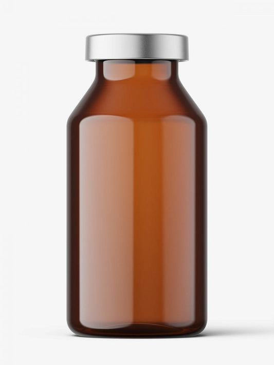 Free Amber Bottle With Crimp Seal Mockup / 20Ml