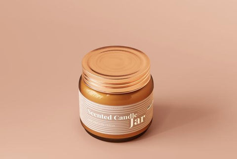 Free Amber Glass Candle Jar Mockup Psd