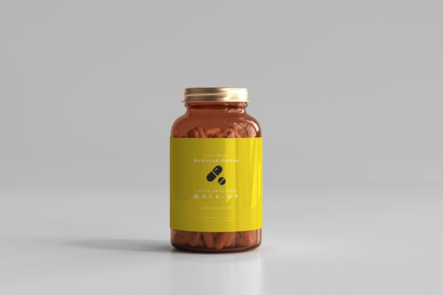 Free Amber Medicine Bottle Mockup Psd