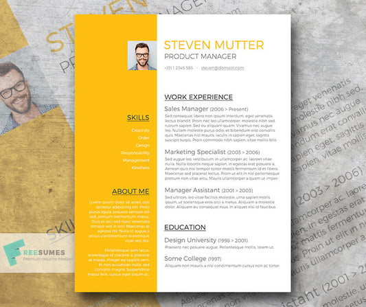 Free Modern Product Manager CV Resume Template in Minimal Style in Microsoft Word (DOC) Format
