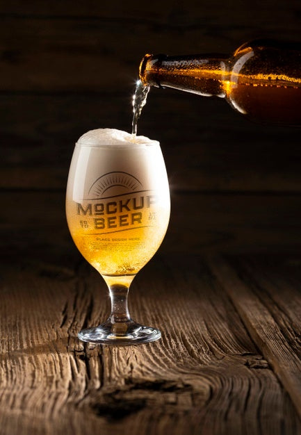 Free American Style Beer Glass Mockup Psd