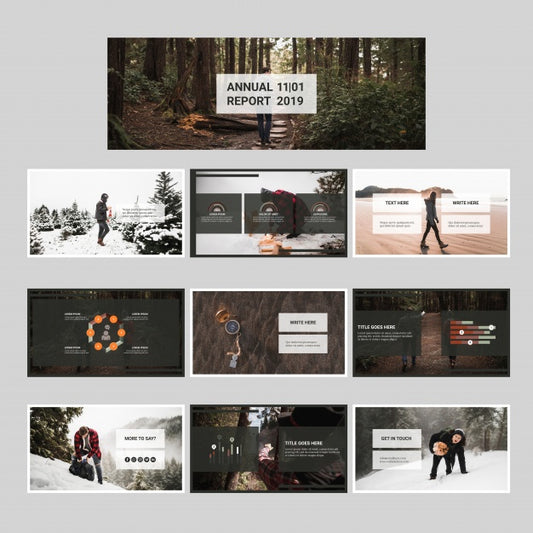 Free Annual Report Set With Nature Concept Psd
