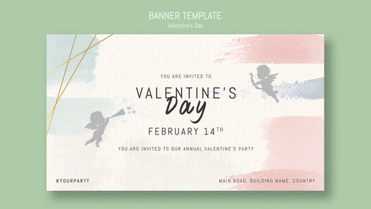 Free Annual Valentine'S Day Party Invitation With Angels Psd