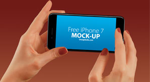Free Apple Iphone 7 Hand Mockup Psd With Custom Background & Smartphone