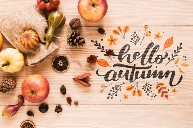 Free Apples With Hello Autumn Quote Psd
