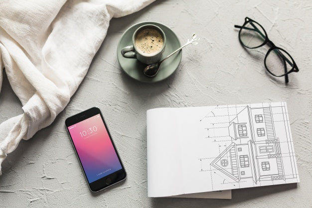 Free Architecture Composition With Paper Mockup Next To Smartphone Psd