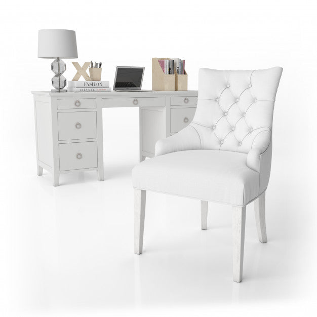 Free Armchair And Writing Desk With Office Supplies Psd