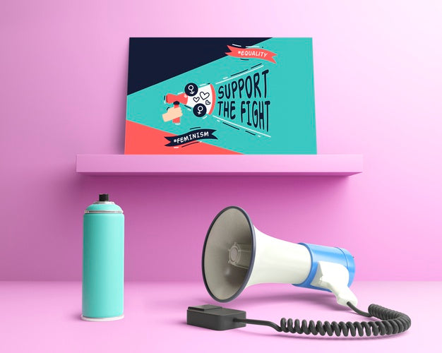 Free Arrangement For Girl Power Concept With Graffiti Spray Psd