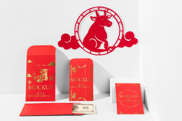 Free Arrangement Of Chinese New Year Elements Mock-Up Psd