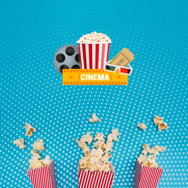 Free Arrangement Of Cinema Popcorn Paper Bags Psd