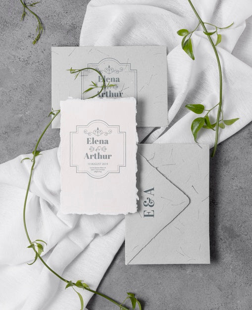 Free Arrangement Of Elegant Wedding Mock-Up Cards Psd