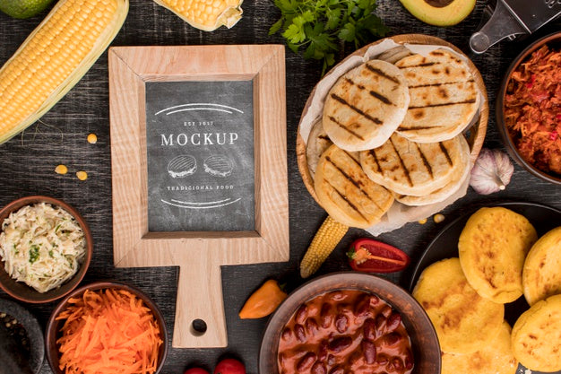 Free Arrangement Of Food Mock-Up Top View Psd