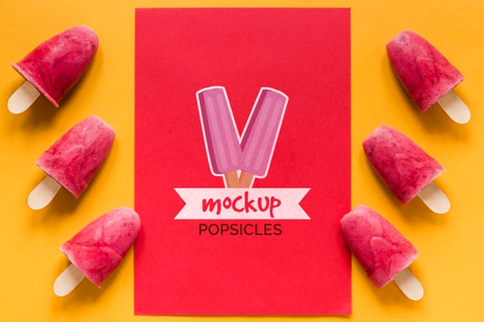 Free Arrangement Of Fresh Popsicles With Mock-Up Card Psd