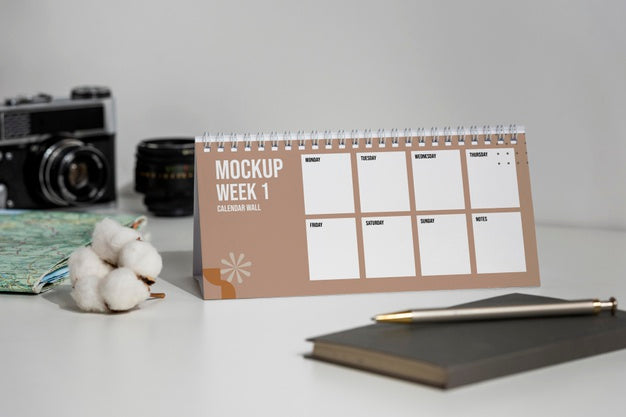 Free Arrangement Of Mock-Up Calendar Indoors Psd