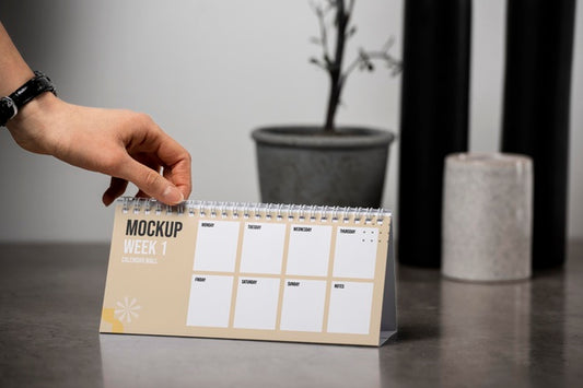 Free Arrangement Of Mock-Up Table Calendar Indoors Psd