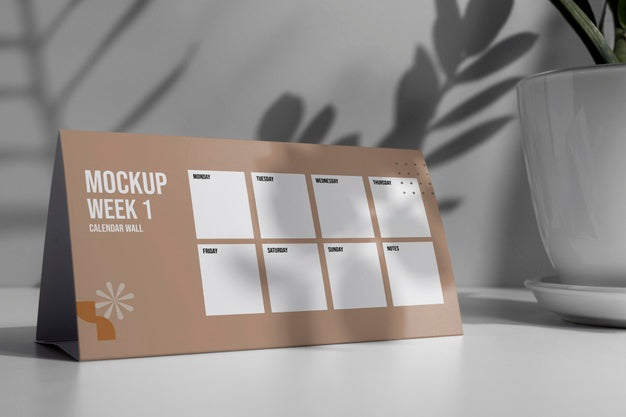 Free Arrangement Of Mock-Up Table Calendar Indoors Psd