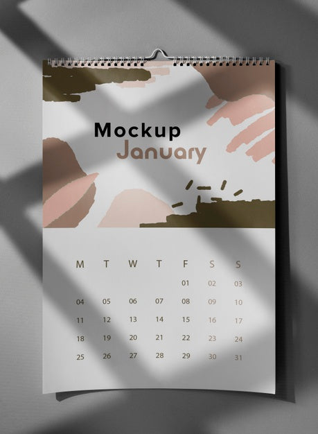 Free Arrangement Of Mock-Up Wall Calendar Indoors Psd