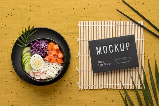 Free Arrangement Of Poke Bowls With Mock-Up Card Psd