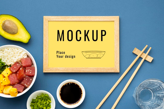 Free Arrangement Of Poke Bowls With Mock-Up Frame Psd