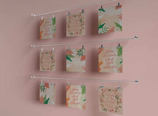 Free Arrangement Of Small Frames Hanging On The Wall Psd