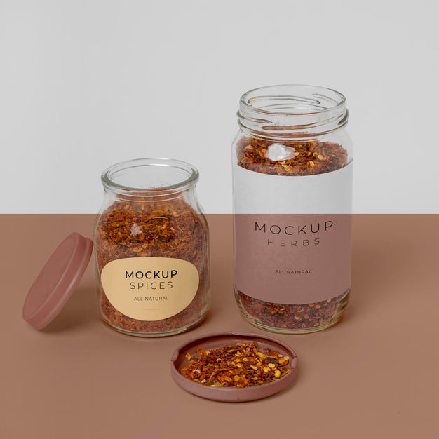Free Arrangement Of Spices With Label Mock-Up Psd