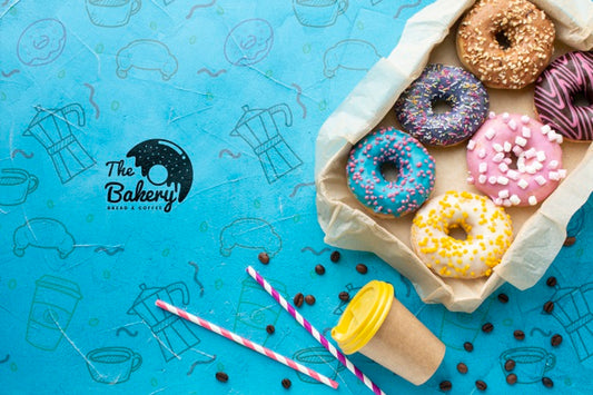 Free Arrangement Of Sprinkled Colorful Donuts With Psd