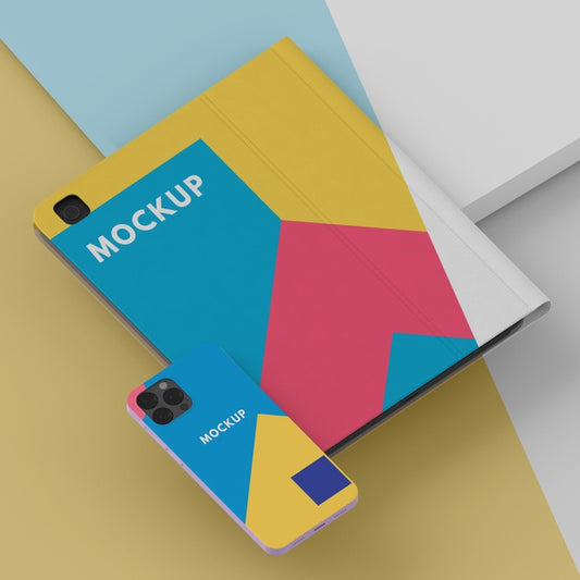 Free Arrangement Of Tablet And Phone Case Mock-Up Psd