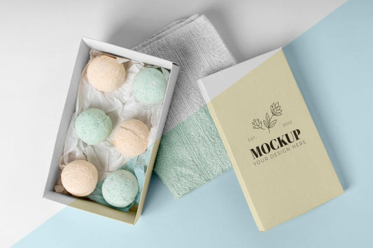 Free Arrangement With Bath Bombs Above View Psd