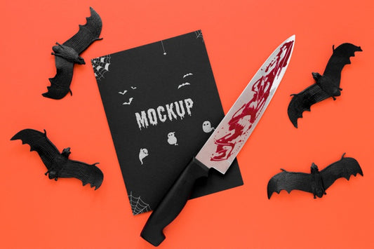 Free Arrangement With Bats And Bloody Knife Psd