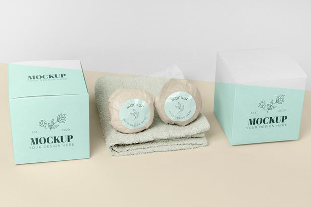 Free Arrangement With Boxes And Bath Bombs Psd