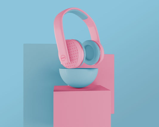 Free Arrangement With Pink Earphones Psd