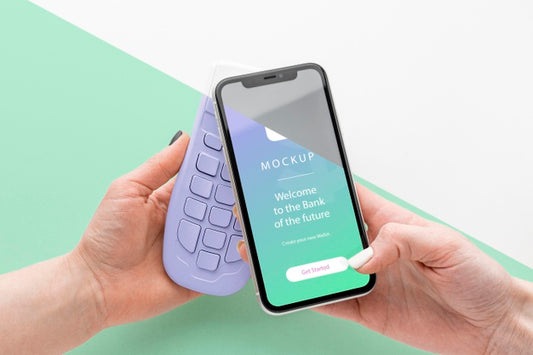 Free Arrangement With Smartphone Payment App Mock-Up Psd