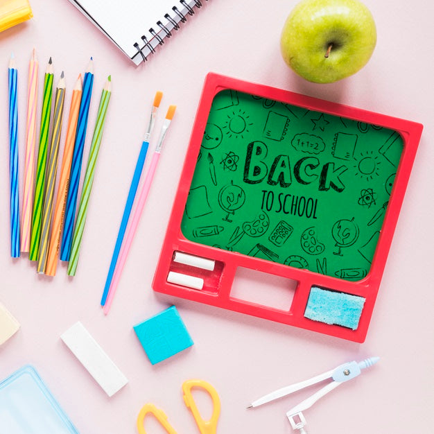 Free Arrangement With Supplies For The Beginning Of School Psd