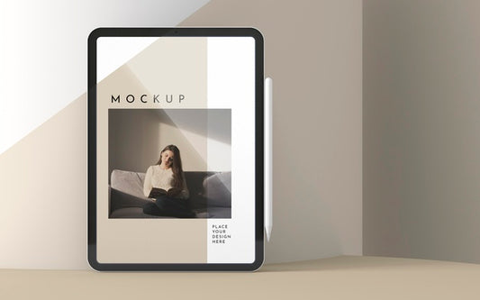 Free Arrangement With Tablet Screen Mock-Up Psd